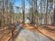 Scenic view of the long driveway leading to a charming home nestled in a serene wooded setting at 1780 Williams Cir, Cumming, GA 30041
