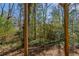 View of an exterior backyard surrounded by natural elements with wood beams from the home at 3651 Tulip Dr, Decatur, GA 30032