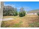 View of backyard showing grass, patio and mature trees at 4872 Antelope Cv, Atlanta, GA 30349