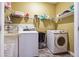 Functional laundry room with washer, dryer, sink, and ample shelving for storage at 1243 Old Villa Rica Rd, Dallas, GA 30157
