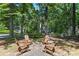 A peaceful backyard retreat with Adirondack chairs arranged around a fire pit at 2316 Defoors Ferry Nw Rd, Atlanta, GA 30318