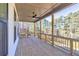 An open porch with wooden floors, views of backyard, and a ceiling fan at 3255 Hilltop Cir, Marietta, GA 30066