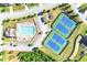 Overhead view of a community pool, tennis courts, and playground area at 1159 Fort Marcy Park, Lawrenceville, GA 30044