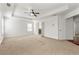 Large main bedroom with tray ceiling, ceiling fan and access to the bathroom at 1159 Fort Marcy Park, Lawrenceville, GA 30044
