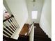 Dark hardwood stairs with white risers lead to the upper level of the home at 1159 Fort Marcy Park, Lawrenceville, GA 30044