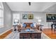 Bright living room with hardwood floors, large windows, and comfortable sofa at 22107 Harvest Ridge Ln # 22, Alpharetta, GA 30022