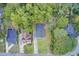 Aerial view of the home with a well-manicured lawn and mature trees surrounding the property at 1351 Eason Nw St, Atlanta, GA 30314