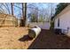 Backyard featuring a propane tank, wooden fence, and mature trees at 2775 Capri Dr, Cumming, GA 30041