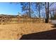 Large backyard with a tall wooden fence. The lawn is covered with dry pine straw at 2775 Capri Dr, Cumming, GA 30041