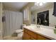 Neutral bathroom featuring a single sink, tile floors, a tub and shower combo, and a closet at 2800 Barnwood Xing, Duluth, GA 30097