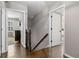 Hallway with hardwood floors and doorways leading to the bedrooms at 65 Gatewood Dr, Marietta, GA 30068