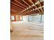 Unfinished basement with concrete floor and wood framing is ready to be customized at 4524 Mystic Dr, Sandy Springs, GA 30327
