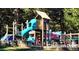Community playground at Chastain Park with slides, climbing structures, and stone borders at 4524 Mystic Dr, Sandy Springs, GA 30327