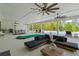 This home features a covered patio with seating and a view of the pool and yard at 840 Old Driver Road, Whitesburg, GA 30185