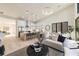 Open-concept living room and kitchen featuring hardwood floors and modern decor at 6178 Lake Lanier Heights Road, Buford, GA 30518