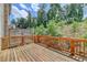 Spacious wood deck with railings, perfect for outdoor entertaining and overlooking a wooded area at 2137 Post Grove Rd, Snellville, GA 30078