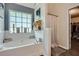 Bathroom features a large tub under a bright window and a separate shower at 117 Kiara Ln, Stockbridge, GA 30281