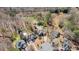 Expansive aerial view showcasing a home with a private pool nestled amidst lush greenery and mature trees at 6715 Brookline Ct, Cumming, GA 30040