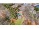 An aerial view of a beautiful backyard oasis complete with a stunning pool, patio, and meticulously kept landscaping at 6715 Brookline Ct, Cumming, GA 30040