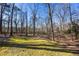 Serene backyard with lush lawn surrounded by mature trees at 7690 Classic Way, Atlanta, GA 30350