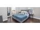 This spacious bedroom features hardwood floors and a bed with a soft blue comforter at 444 W Lake Nw Ave, Atlanta, GA 30318