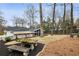 Backyard view showcasing a mossy stone table, mulch beds and plenty of space for outdoor activities at 2044 Cottage Nw Ln, Atlanta, GA 30318