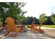 Outdoor fire pit area with Adirondack chairs for cozy gatherings, set amidst mature trees and lush greenery at 2948 Legion Lake Rd, Douglasville, GA 30135