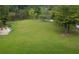 Large, beautifully maintained backyard with lush green grass and serene lake views at 2948 Legion Lake Rd, Douglasville, GA 30135