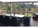 Enclosed back patio has dining for ten with beautiful views of surrounding foliage and the lake at 2948 Legion Lake Rd, Douglasville, GA 30135