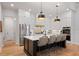 Modern kitchen with a large center island, stainless steel appliances, pendant lighting, and white cabinetry at 1055 Amarose Ne Ln, Marietta, GA 30066