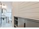 Modern half bathroom features hexagon tile floor, subway tile walls, and stylish fixtures at 1100 Arkwright Se Pl # B, Atlanta, GA 30316