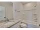 Clean bathroom features a granite-topped vanity and a shower-tub combination at 718 Ocmulgee Crossing, Locust Grove, GA 30248
