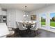 Dining area with a wooden table, seating for six, and lots of natural light at 718 Ocmulgee Crossing, Locust Grove, GA 30248