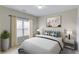 Nicely decorated bedroom with artwork above the bed and a plant near the window at 2275 W Village Se Ln, Smyrna, GA 30080