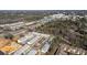 Aerial view showcasing a residential community with proximity to city and green space at 411 Johnson Ct, Alpharetta, GA 30009