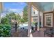 Backyard view of patio with garden, fountain, and outdoor furniture at 4610 Wynmeade Ne Park, Marietta, GA 30067