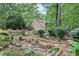 Backyard pond with rocks and plants, wooden fence and serene setting at 2819 Saddlebrook Nw Way, Marietta, GA 30064