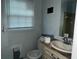 Functional bathroom with a toilet and single vanity sink at 676 Bralorne Dr, Stone Mountain, GA 30087