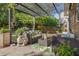 Inviting backyard featuring a covered patio with outdoor seating, ideal for relaxation at 4770 Shiloh Springs Rd, Cumming, GA 30040