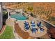 A beautiful backyard with a pool, patio, fire pit, and manicured hillside, creating a perfect outdoor oasis at 330 Peninsula Pt, Canton, GA 30115