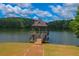 Picturesque lake gazebo featuring multi-level viewing platforms and serene water views at 330 Peninsula Pt, Canton, GA 30115