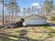 Detached garage with large door, side door, and raised garden beds in the backyard at 444 Pineview Dr, Canton, GA 30114