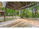 Wooden deck with string lights overlooking a spacious backyard and lush green trees at 5745 River Ridge Ln, Sugar Hill, GA 30518