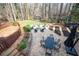 Landscaped backyard featuring a fire pit area, an outdoor seating area, and a fenced garden area at 244 Sherbrook Nw Ct, Marietta, GA 30064
