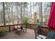 Inviting wooden deck featuring a seating area with decorative pillows overlooking a wooded backyard at 244 Sherbrook Nw Ct, Marietta, GA 30064