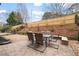 Spacious backyard with dining and bench seating, a new fence, and professional landscaping at 13029 Dartmore Ave, Alpharetta, GA 30005