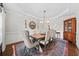 Elegant dining room with wainscoting, chandelier, and seating for eight at 2431 Valhalla Ne Dr, Atlanta, GA 30345