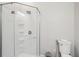 A bathroom featuring a glass door shower, white subway tile, and modern fixtures at 2615 Springmonte Pl, Cumming, GA 30041