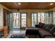 Comfortable living room with water views through the glass paned doors to the deck at 5 Yachting Way, Acworth, GA 30102