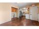 Room featuring hardwood floors, and a glimpse of the kitchen at 508 Greenridge Cir, Stone Mountain, GA 30083